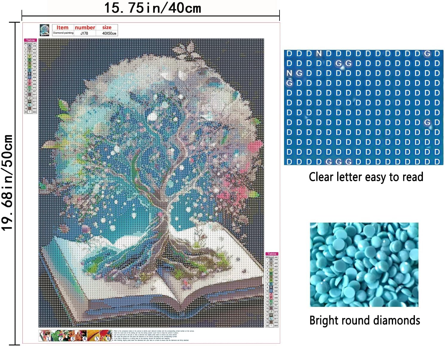 Rousp DIY 5D Diamond Painting Kits for Adults Diamond Art Tree of Life Diamond Painting Full Drill Crystal Craft Kits for Home Wall Decor Gifts, 15.7X19.7Inch image number 1