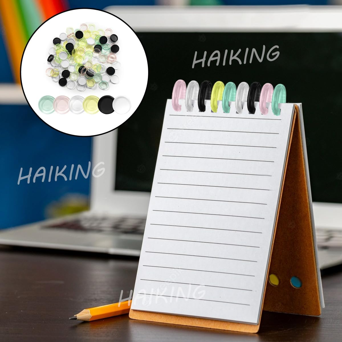 Plastic Mini Discs, 100 Pcs Plastic Loose Leaf Binder Discs for Notebooks, Planners, Teacher (Mixed Color) image number 3