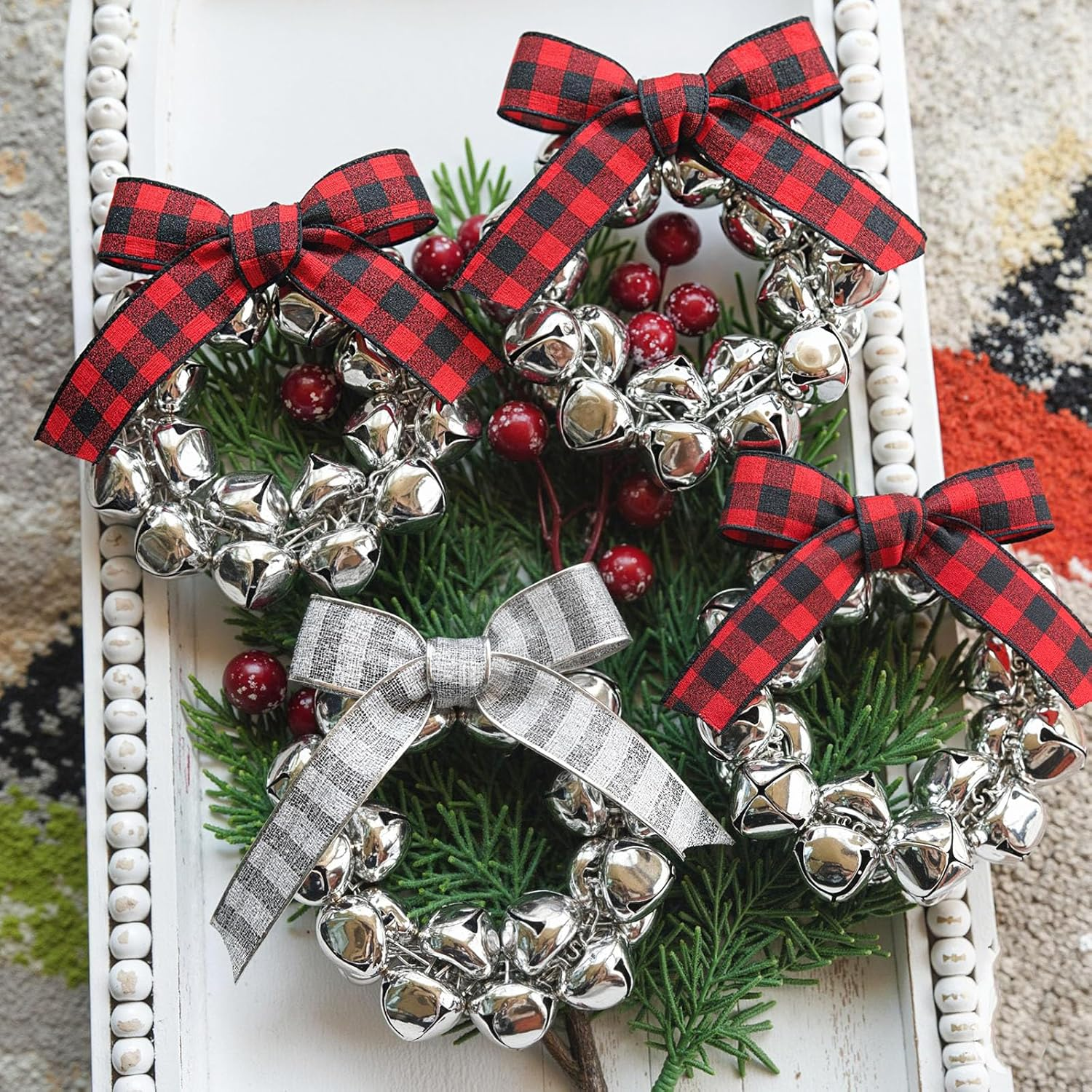 Bigotters Silver Jingle Bells 50 PCS 1 Inch Bulk Christmas DIY Bells for Crafts Gift Decorations image number 1