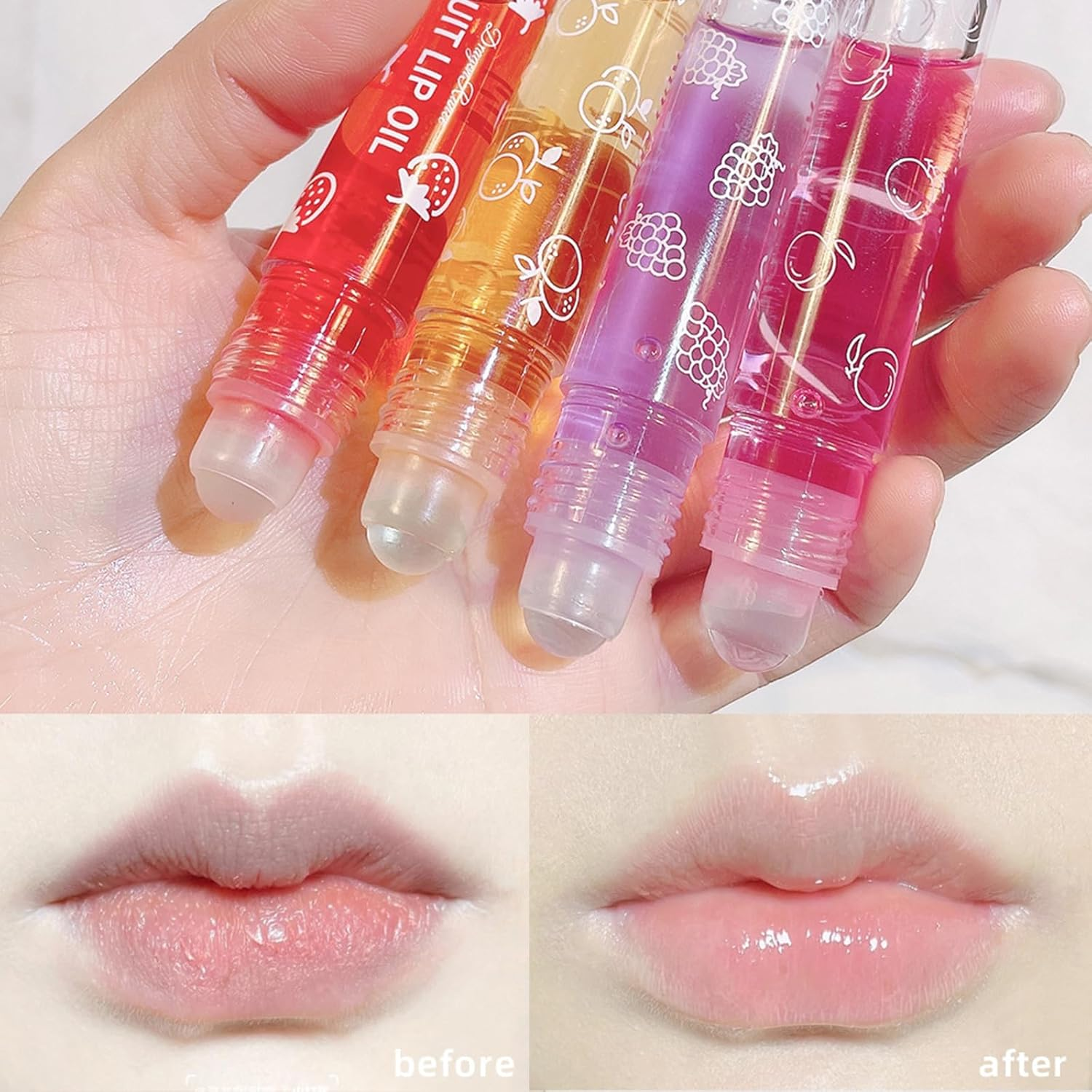 Joyeee Hydrating Lip Oil Set, 6 Pcs Fruit-Flavored Lip Gloss Set, Roll-On Lip Oil for Women Teenage Girls, Transparent Moisturizing No-Sticky Lip Gloss Lip Care image number 6