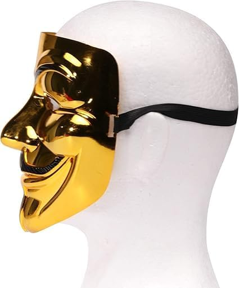 1PCS Guy Fawkes Mask -V for Vendetta， Anonymous Cosplay Party Mask for Halloween（Gold） image number 2