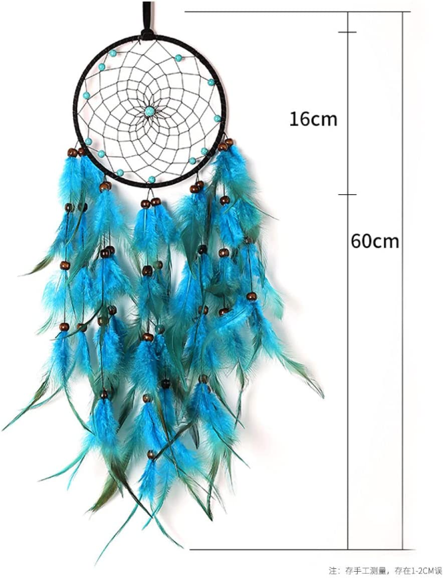 Blue Feather Dream Catcher with Turquoise,Indian Home Decoration Wall Hanging Dream Catchers for Kids Bedroom Dorm Room Wedding Party Boho Craft Ornament image number 4