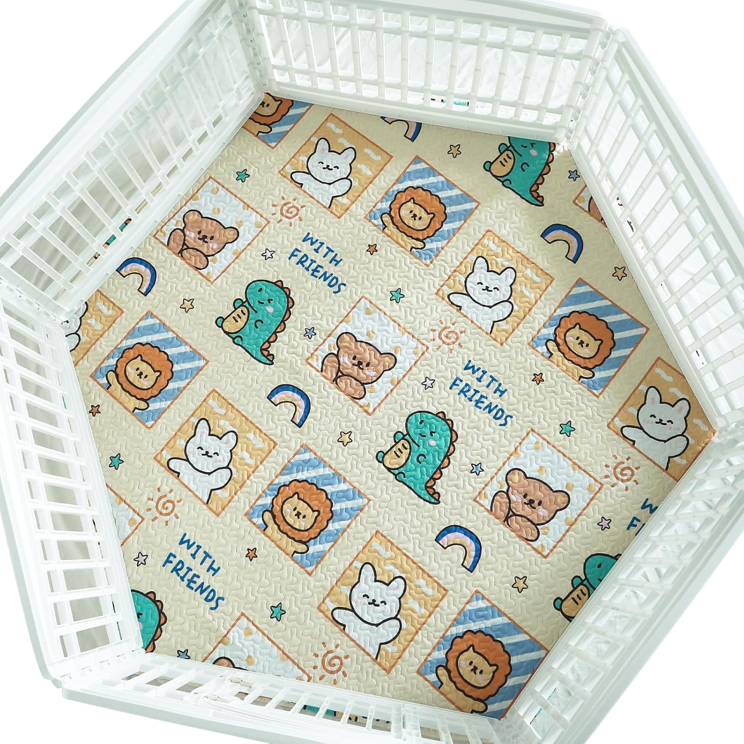 Hexagonal 75X75" Dog Pen Urine Pad, [PLAYPEN Not Included!] Reusable Whelping Playpen Crate Washable Pet Mattress, Training Pad for W36" Panel Hexagonal Pet Fence image number 1