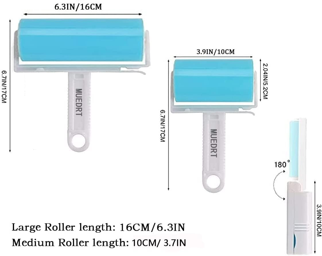 Travel Lint Roller 3 Pack, Washable Lint Roller Reusable Compact Pet Hair Remover Cleaner with Cover for Clothes, Pet Hairs, Include Large/Medium/Small Size image number 3