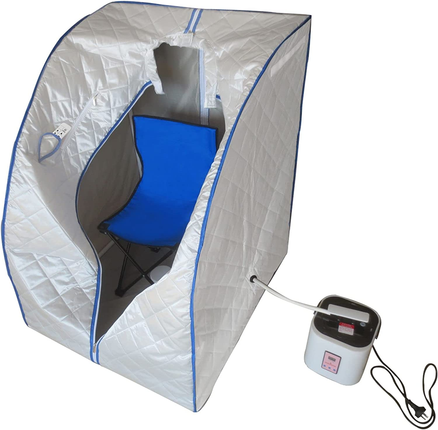 Portable Steam Sauna Box with Head Cover, Portable Sauna for Home with Folding Chair and Mat, Personal Steam Sauna Tent for Home Spa image number 1