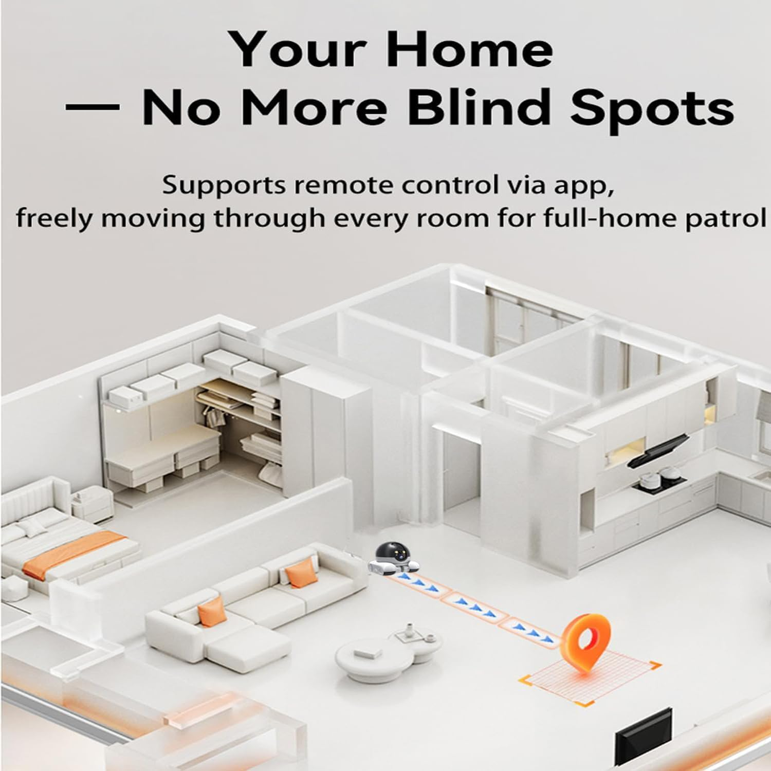 Quintin Camera, Robot Camera on Wheels, 360&deg; View Quintin Robot, 1080P HD Wi-Fi Mobile Pet Cameras with App Control, 2 Way Audio, Night Vision for Pet/Baby/Elderly (Wifi) image number 3