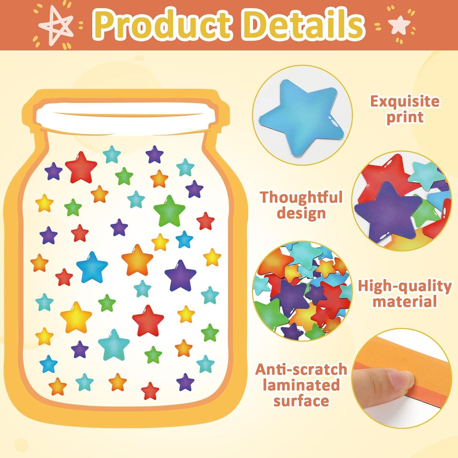 72 Pcs Magnetic Super Star Rewards Jar Positive Behavior Sticker Behavior Chart Tools for Teacher Students Behavior Jar Reward System for School Classroom Supplies Positive Incentive Chart Decorations image number 1