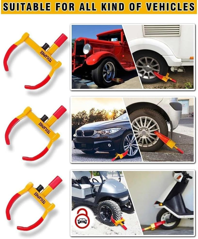 Universal Wheel Lock,Heavy Duty Trailer Lock Wheel Clamp,Universal Security,Adjustable Heavy-Duty Security Tires Anti-Theft Lock,Tire Lock anti Theft for Trailers Golf Cart image number 2