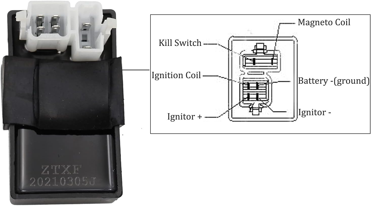 6 Pin AC CDI Box CDI Cable Wire Harness Adapter Connector for GY6 4 Stroke 50Cc 110Cc 125Cc 150Cc 200Cc 250Cc 300Cc Scooter Moped Quad ATV Go Kart Bike Taotao Jonway JCL (AC-CG-S)