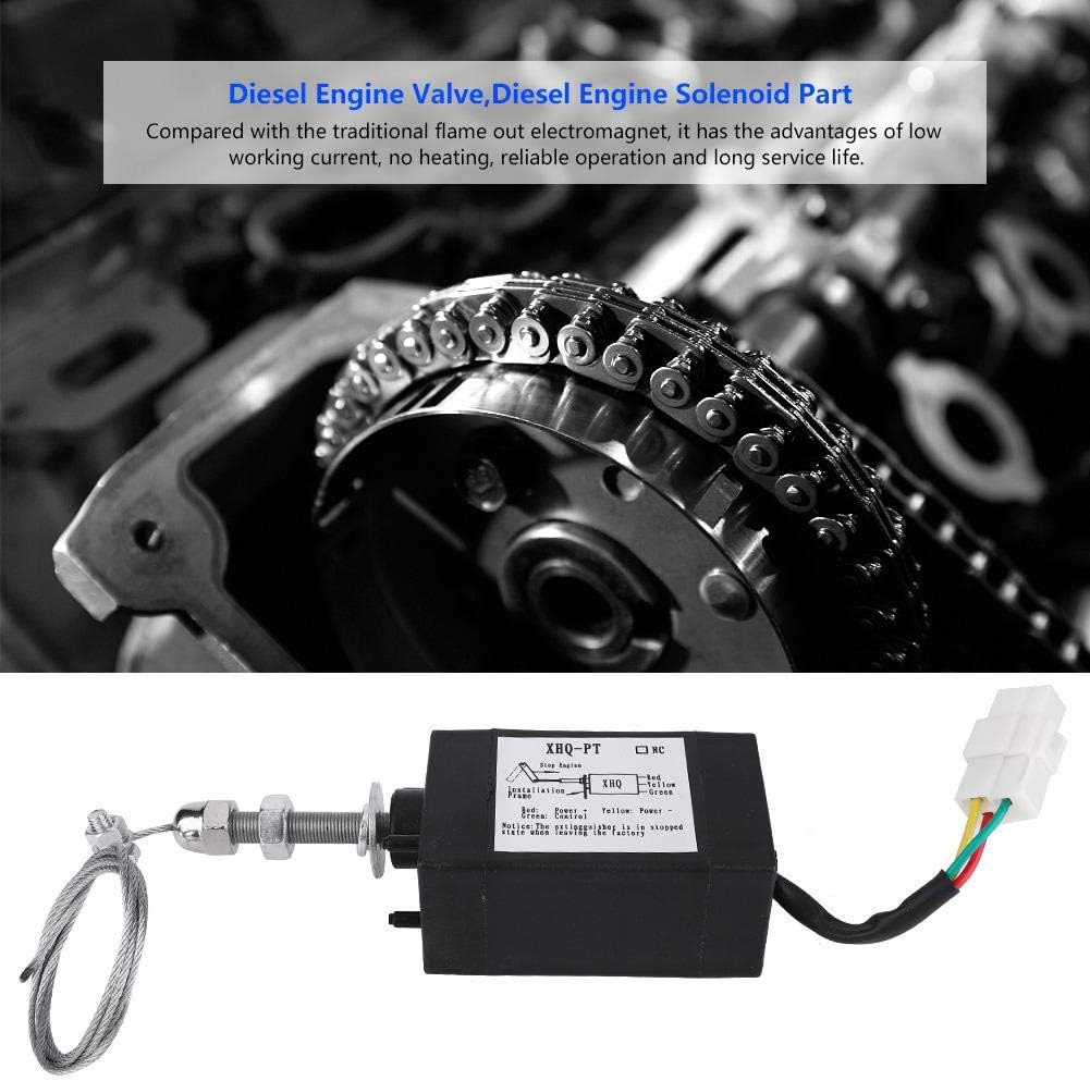 Vikye DC 12/24V XHQ-PT Diesel Engine Solenoid Valve, Metal & Plastic, 2 Ports, Threaded Inlet, API 607 Compliant image number 4