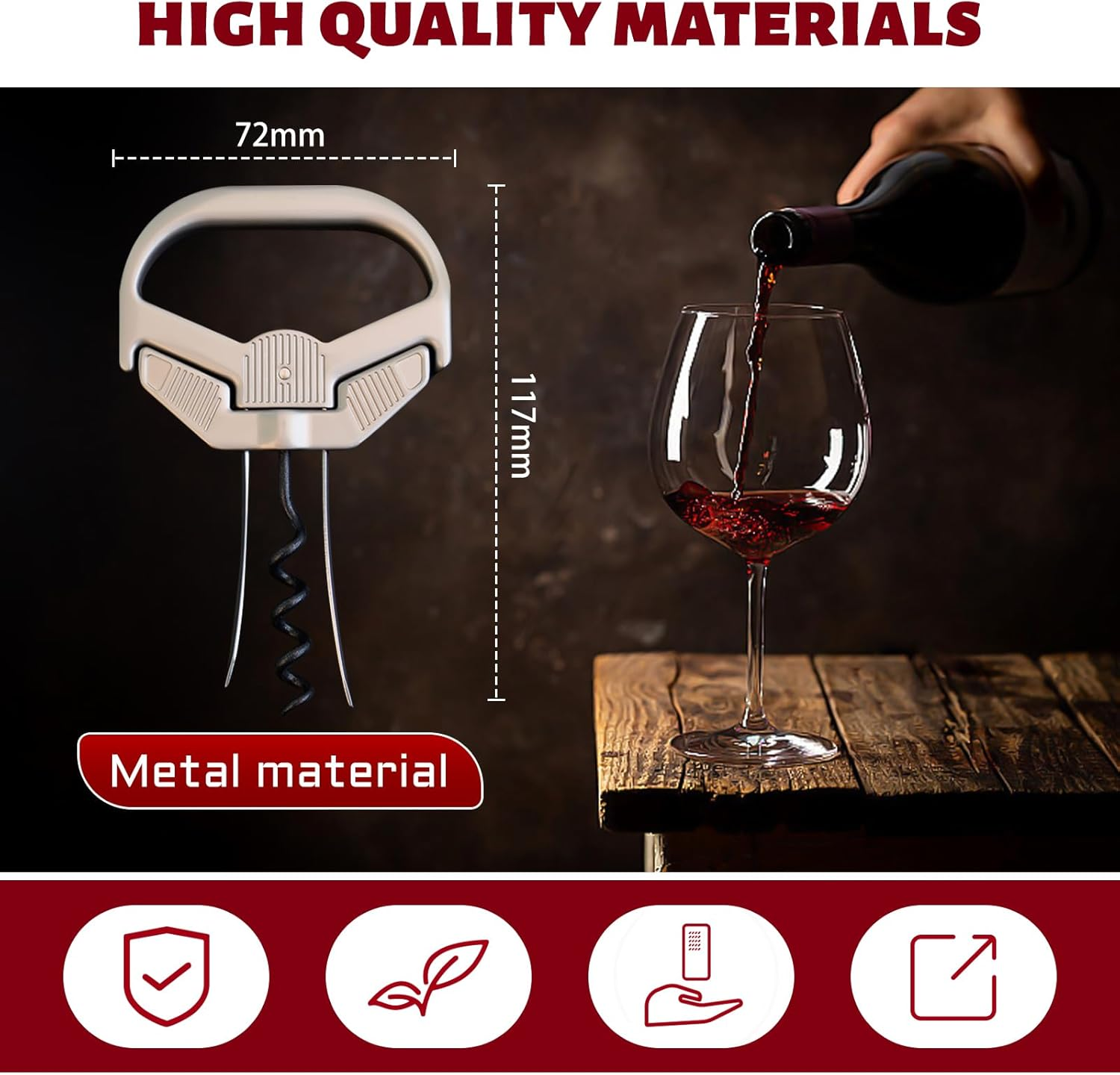 3 in 1 Ah-So Wine Opener & Wine Cork Openers,Ah so Wine Opener for Connoisseurs to Remove the Older and Fragile Wine Corks,Old Wine Corkscrew Wine Bottle Openers(Classic) image number 6