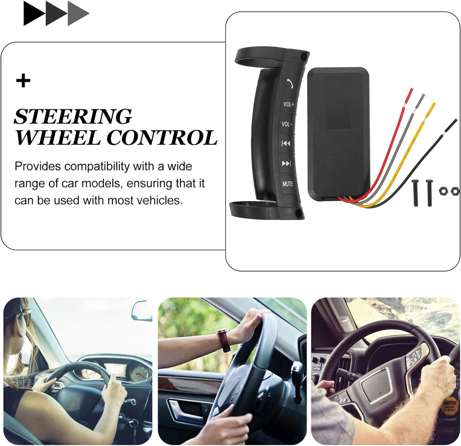 SOLUSTRE Steering Wheel Control Steering Wheel Remote Controller Car Wheel Control Button image number 2