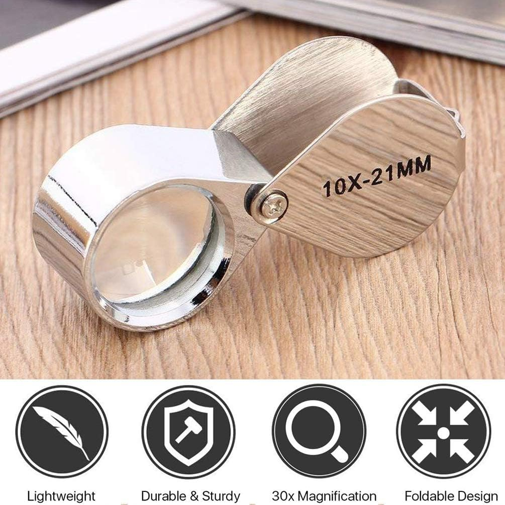 Magnifying Glass, Jewelers Loupe Magnifier Pocket Foldable 10X 21Mm Jewelry Eye Magnifying Glass Magnifier for Jewelry, Coins, Gems, Stamps, Watches Supplies image number 1