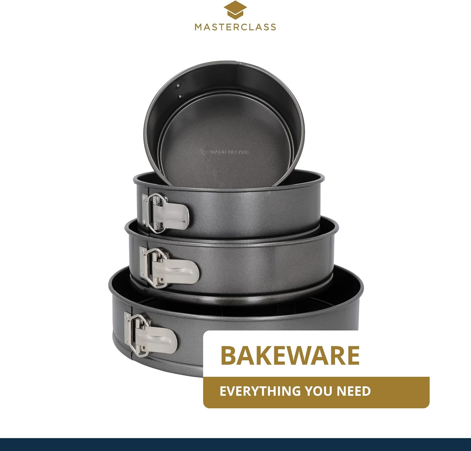 Masterclass KCMCHB45 30 Cm Springform Cake Tin with Loose Base and PFOA Non Stick, Robust 1 Mm Carbon Steel, 12 Inch Extra Large round Pan, Grey image number 5