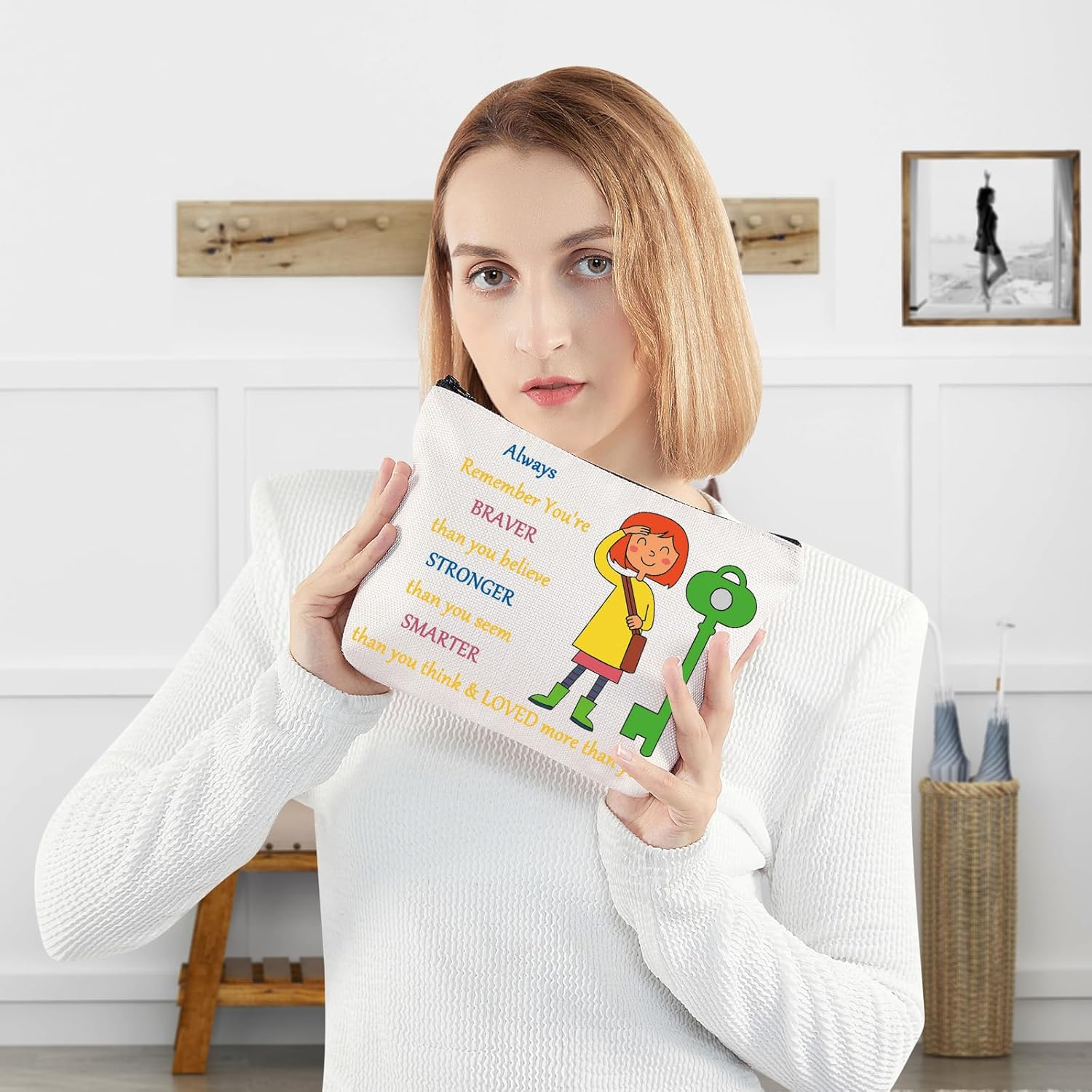 WZMPA Cartoon Movie Cosmetic Bag Movie Fans Gift You Are Braver Stronger Smarter than You Think Cartoons Makeup Zipper Pouch Bag for Women Girls (Always Coral) image number 6