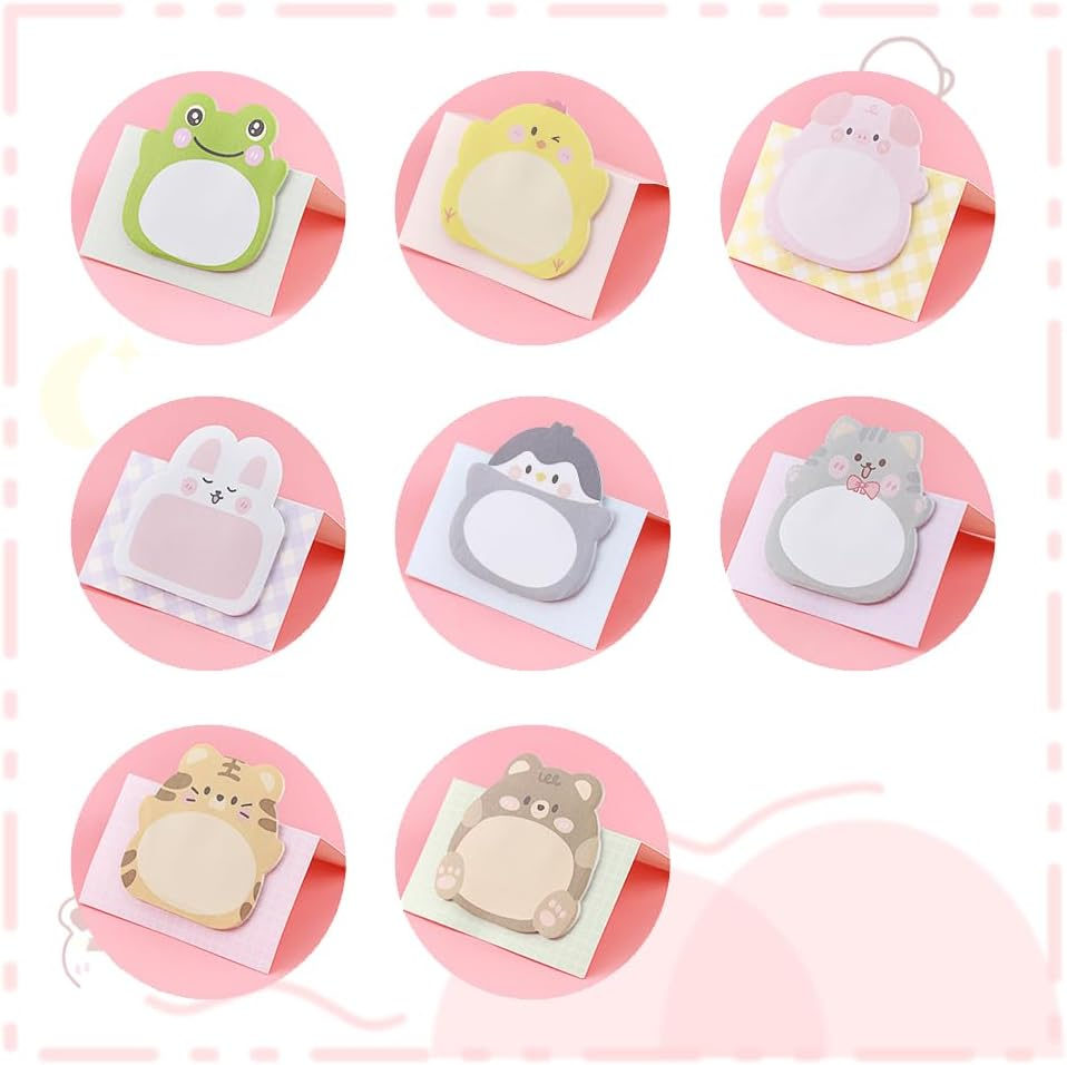 16Pcs Sticky Notes Cartoon Animal, Cute Self-Stick Note Pad Set, Mini Sticky Notes Set, Animals Sticky Notes, Mini Sticky Notes, Self-Adhesive Notes,Cute Sticky Notes Cartoon Animal Sticky Memo Pads image number 4