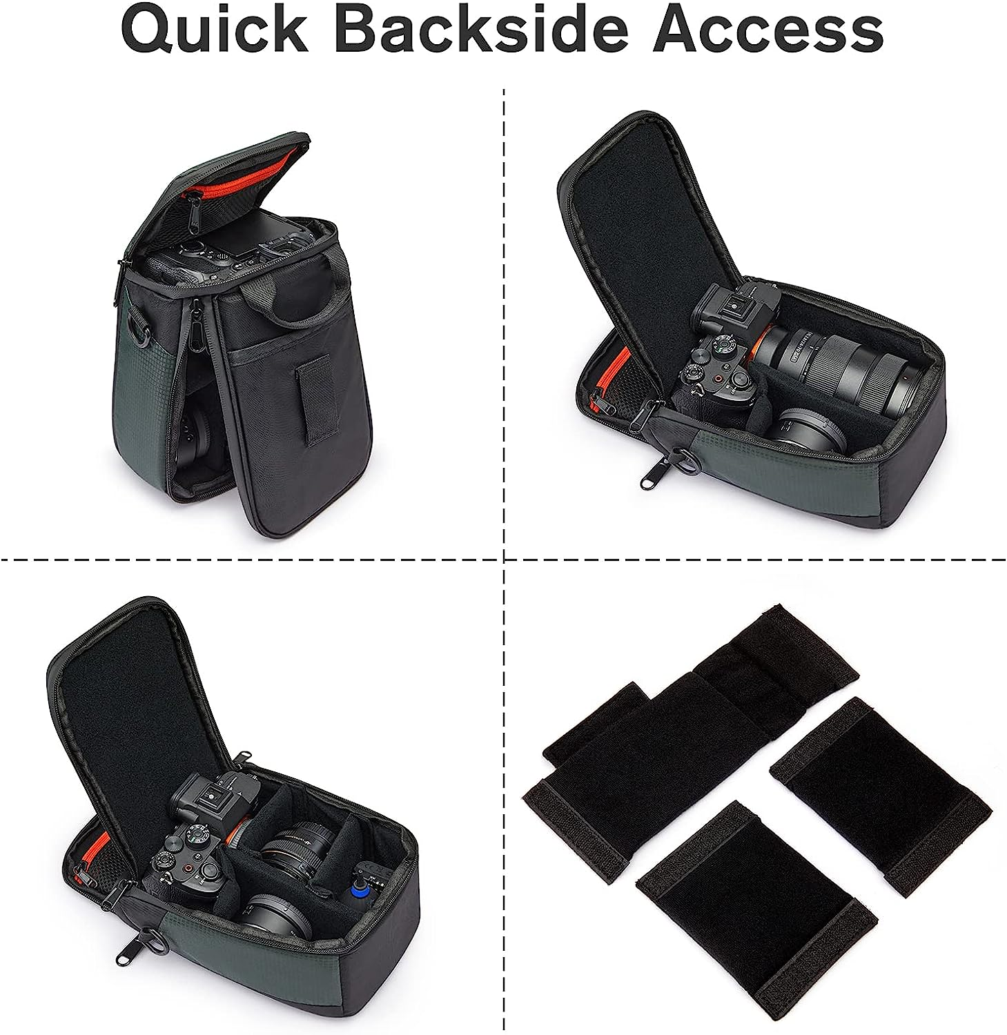 S-Zone Camera Insert Bag Waterproof Lens Cube Case Compatible with Nikon Canon Sony Fuji for SLR DSLR Mirrorless Lens Cables Accessories - Black image number 2