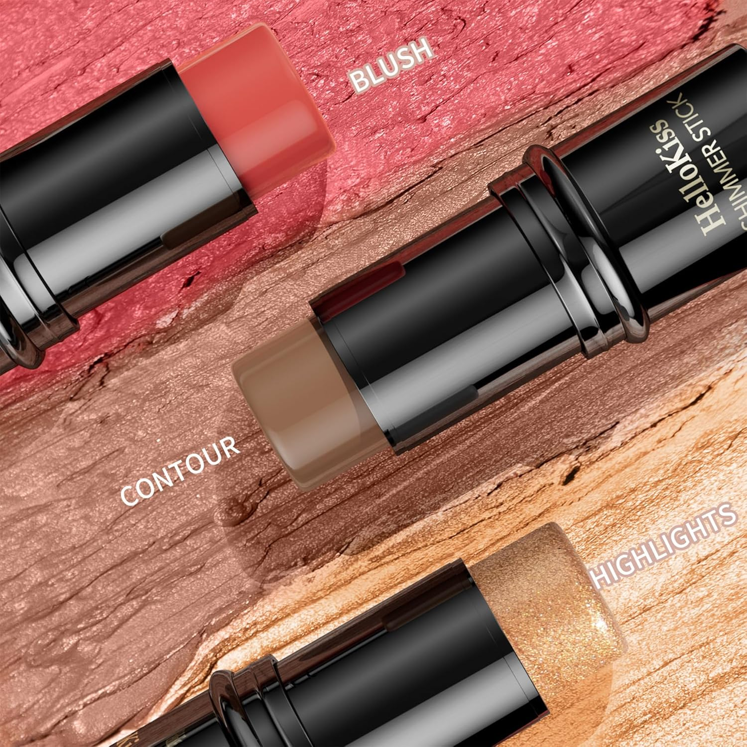 3PCS Contour Highlighter Blush Stick Set &ndash; Waterproof Long-Lasting Cream Stick for Cheeks, Lips & Eyes, Long-Lasting & Easy to Apply image number 4