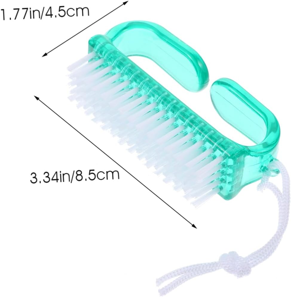 4Pcs Plastic Handle Nail Scrub Brushes Small Nail Scrubbing Brush for Manicure and Pedicure Fingernail Toenail Cleaning Tool Green Bristles Suitable for Care