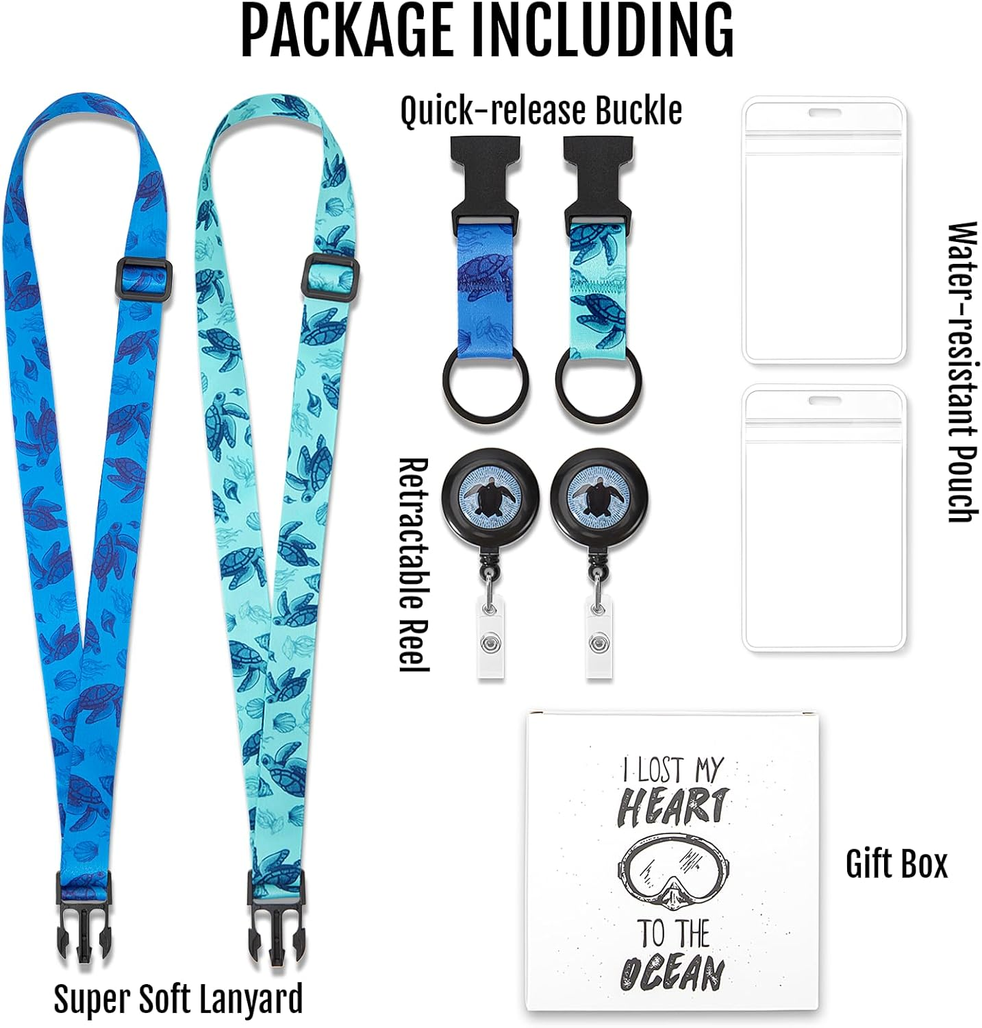 MNGARISTA Retractable Cruise Lanyard for Ship Cards, Waterproof Lanyards for Cruise Ship Cards with ID Holder, 2 Pack, Underwater World image number 5