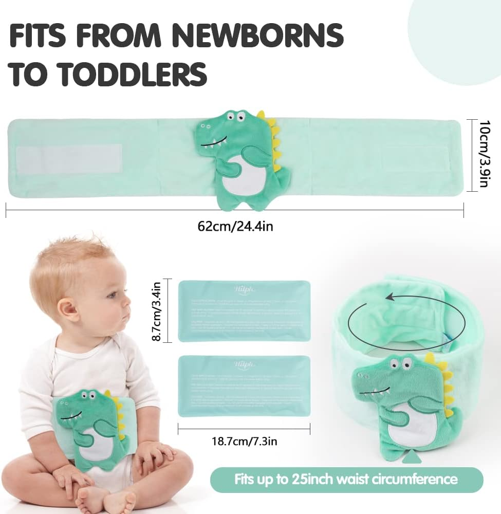 Hilph&reg; Baby Colic, Gas and Upset Stomach Relief, Baby Heated Tummy Wrap, Natural Relief for Babies and Toddlers with Soothing Warmth - Green - Yellow image number 5