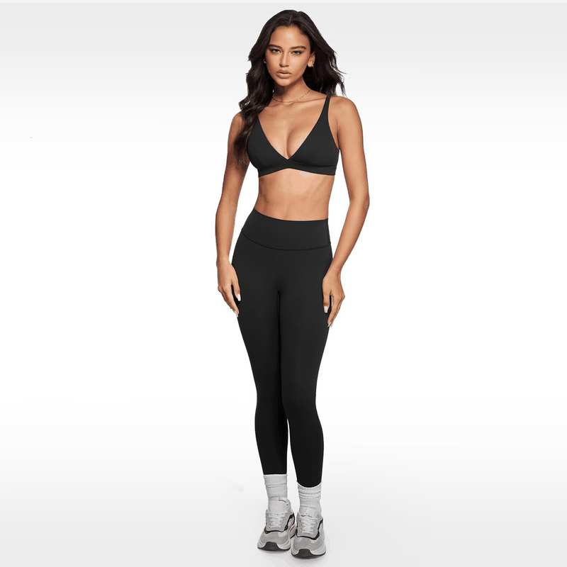 Womens Deep V-Neck Sports Bra Padded Low Impact Fitness Yoga Bra U Back Wireless Workout Bra Contour Crop Top image number 3