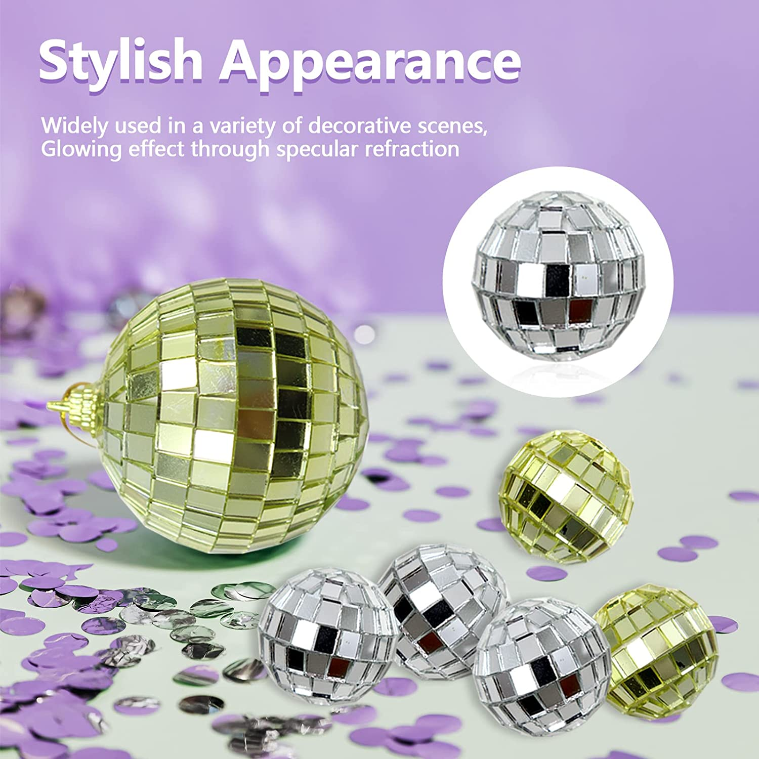30Pcs Small Mirror Disco Ball 3Cm 1.18In Diameter, Christmas Ball Ornaments, Cake Party Stage Decoration Ball, Disco Mirror Reflective Ball (Silver) image number 4