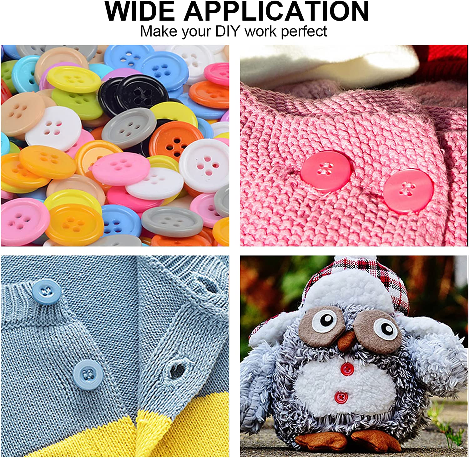 180Pcs Multicolor Resin round 4-Hole Sewing Buttons, 18Mm, Suitable for Clothing, Pillow Cases & DIY Craft image number 3