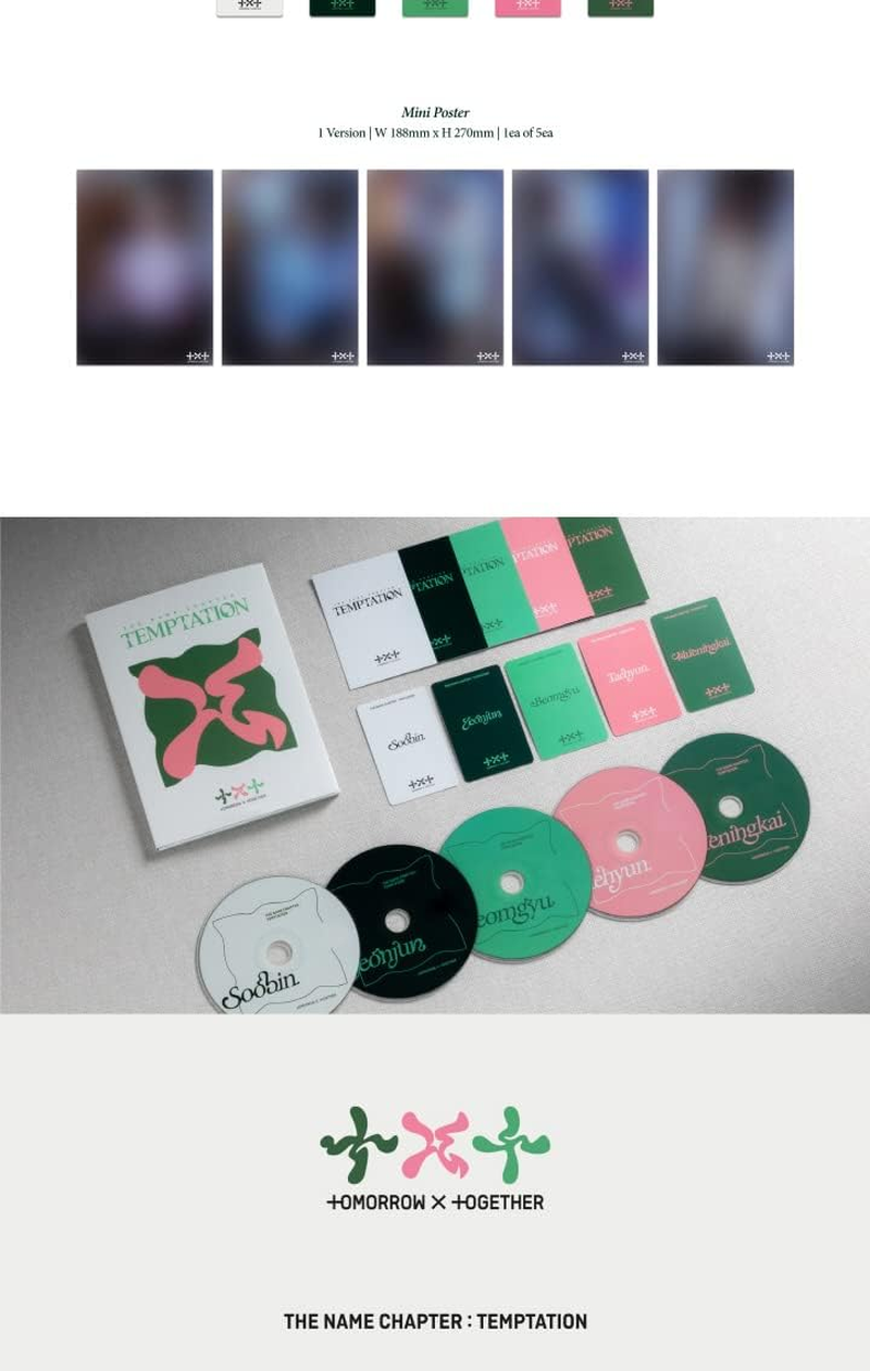 TXT the Name Chapter : TEMPTATION 5Th Mini Album Lullaby Version Cd+1P Mini Poster on Pack+60P Photobook+1Ea Sticker+1P Postcard+1P Photocard+Tracking Sealed TOMORROW X TOGETHER