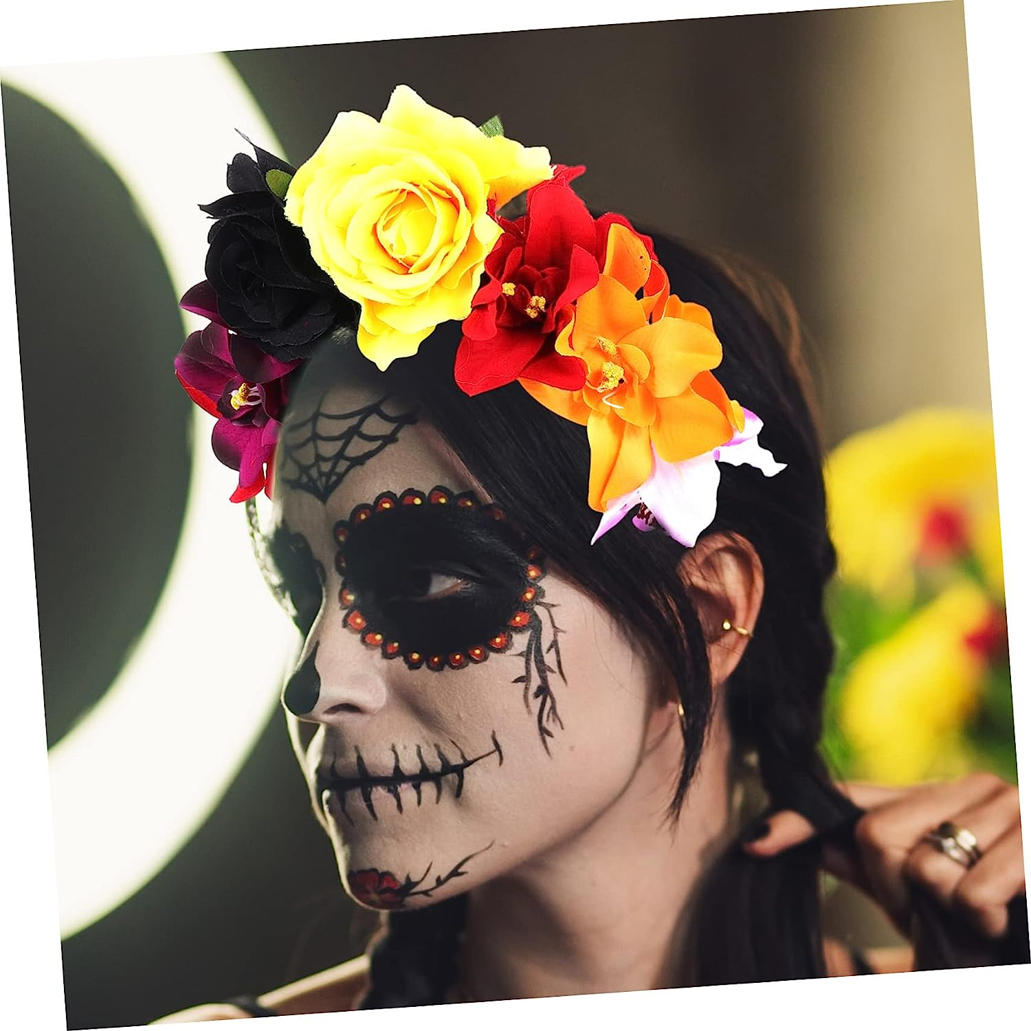FRCOLOR Halloween Headband for Dead Headdress Floral Hair Hoop for Women Costume Accessory Comfortable Fit for Cosplay Events image number 3