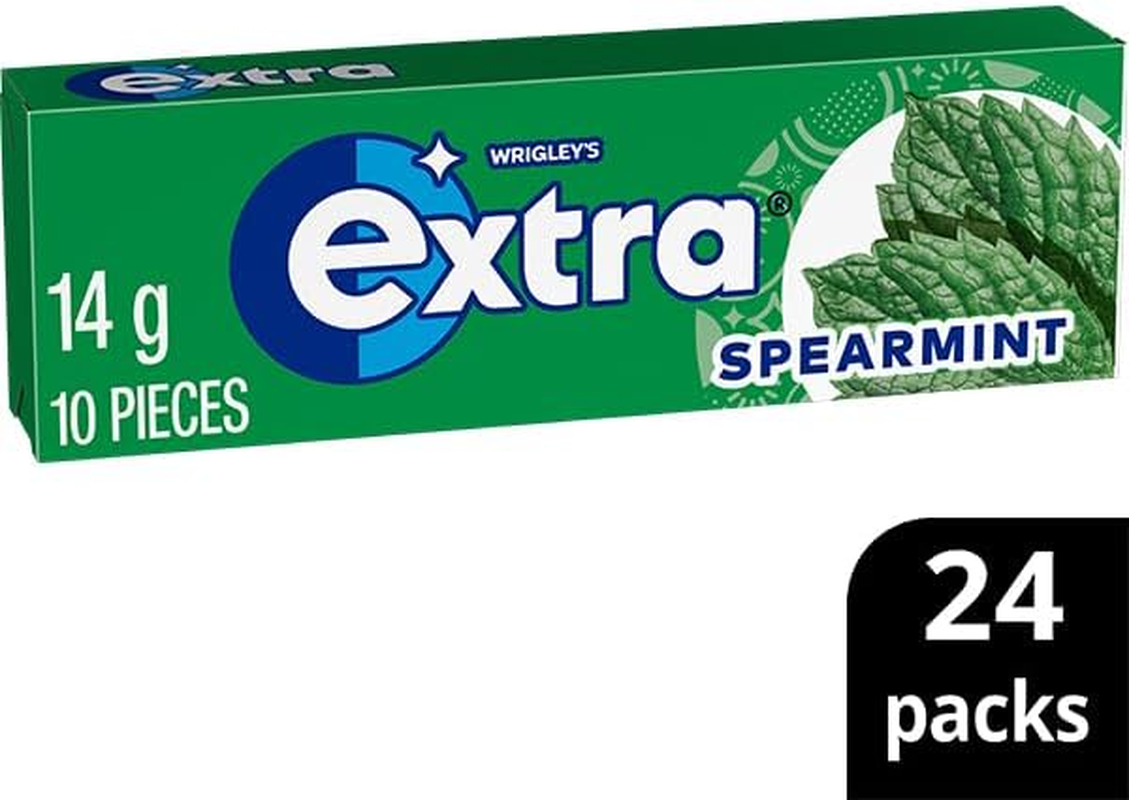 Extra Spearmint, Sugar Free Chewing Gum Pellets, 24 Packets with 10 Pieces image number 3