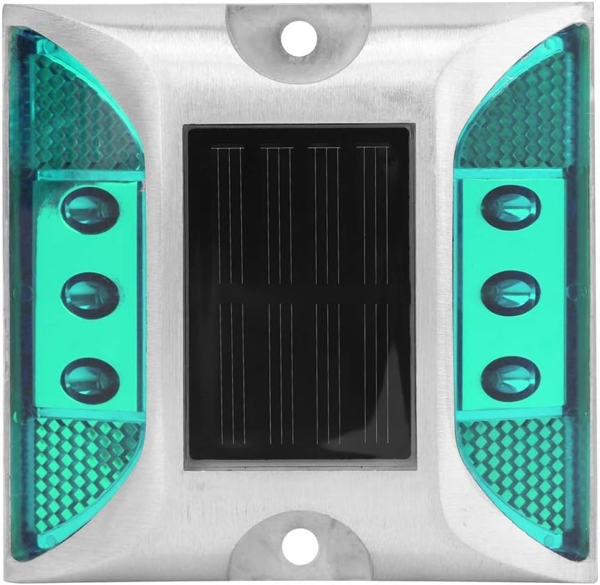 Solar Power Ground Marker Lights, LED Solar Driveway Deck Light, Waterproof 500M/1640Ft Viewing Outdoor Driveway Road Stud Lamp, Cast Aluminium Road Highway Spike Lamp (Green1)