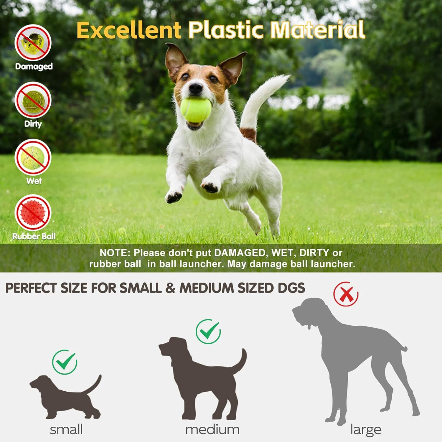 Dog Ball Thrower, Rechargeable Dog Ball Launcher, 3 Modes Interactive Thrower for Indoor & Outdoor, Suitable for Small & Medium Dogs, Yellow (3 Tennis Balls Included) image number 6