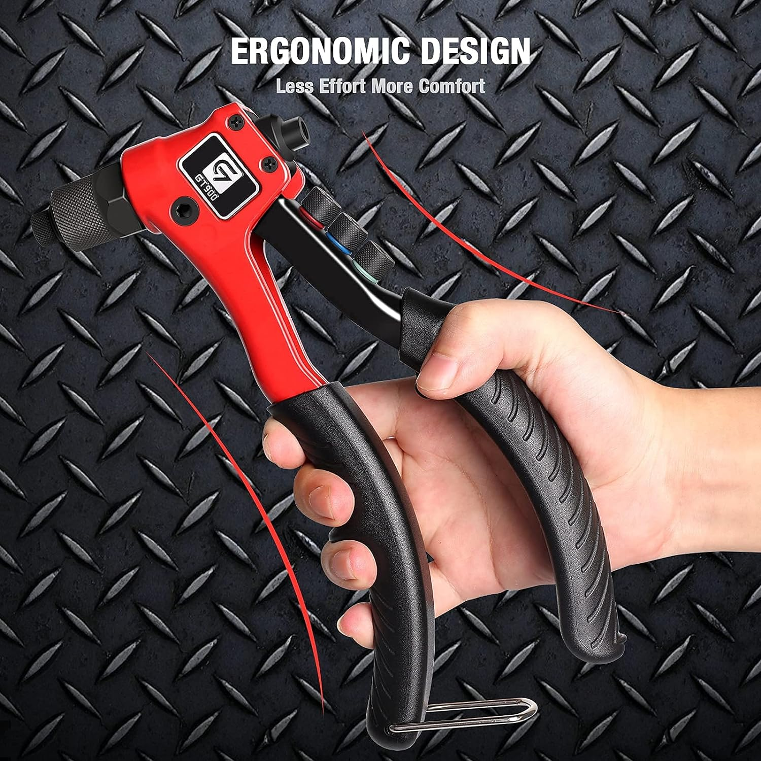 Rivet Gun, GIANTISAN Pop Rivet Tool Kit with 200 Rivets and 4 Drill Bits, Manual Hand Riveter Kit with Rugged Carrying Case