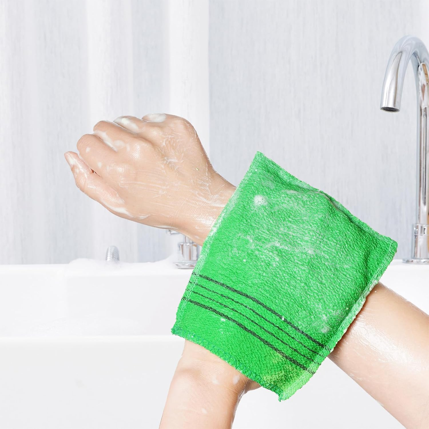 6Pcs Korean Exfoliating Mitt and Washcloth Body Back Scrubber Asian Exfoliating Bath Washcloth for Women Men Shower Washing image number 6