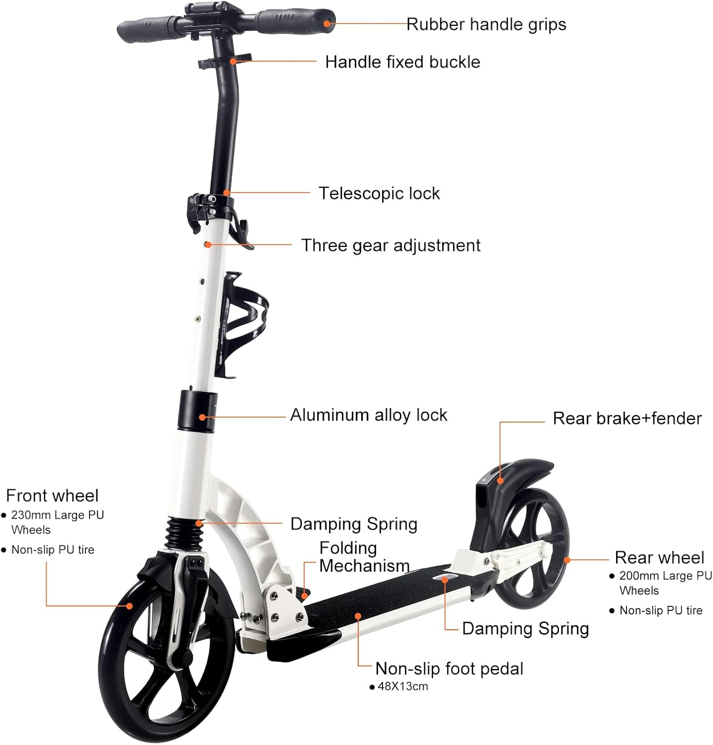 Scooter Adjustable Foldable Kick Scooter Lightweight for Adult image number 4