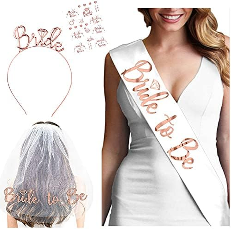 Hen Party Decoration Set for Bridal Shower, Bridal Shower Accessories Hen Party Accessories Bride to Be Headband, Hen Tattoo, Bride to Be Sash and Veil with Comb, Wedding Hen Night Party Decoration image number 4