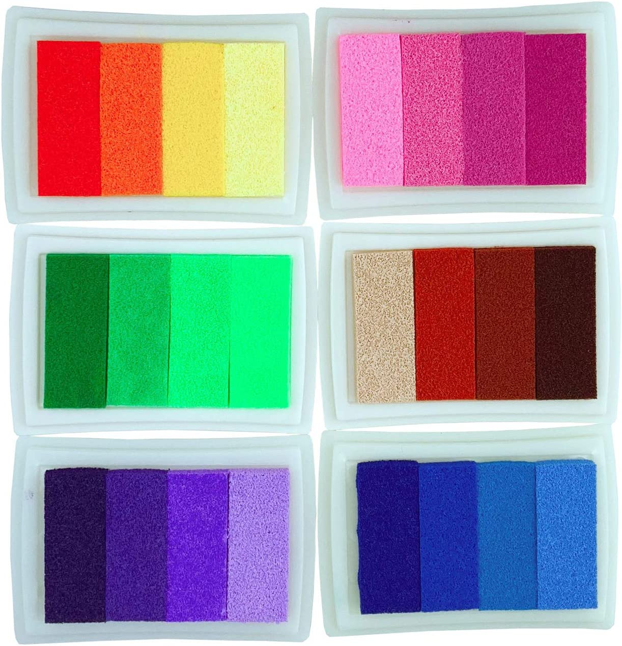 Becho Rainbow Ink Pad,Washable Inks,Finger Ink Pads Multicolor Color Craft Stamp Pad for All Ages,6-Pack,24 Gradient Colors image number 4