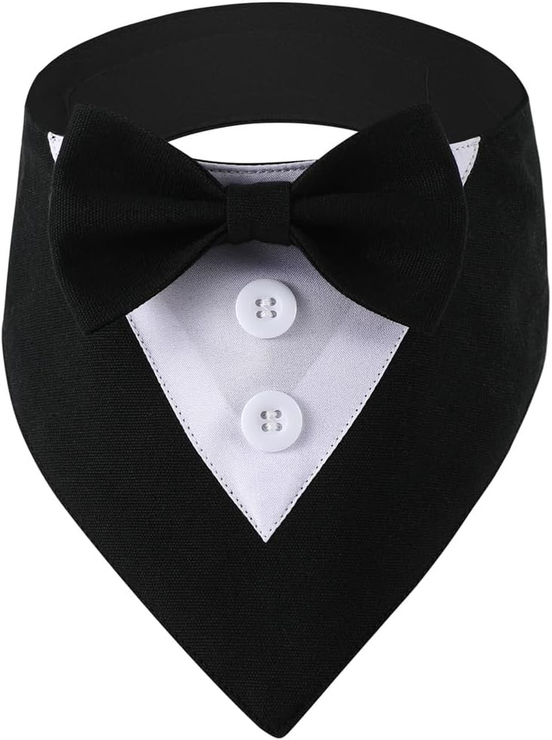 Formal Dog Tuxedo Wedding Dog Bandana Dog Wedding Tux with Bowtie Dog Birthday Costume Adjustable Dog Formal Outfit for Medium Dogs Pets (Black, M) image number 3