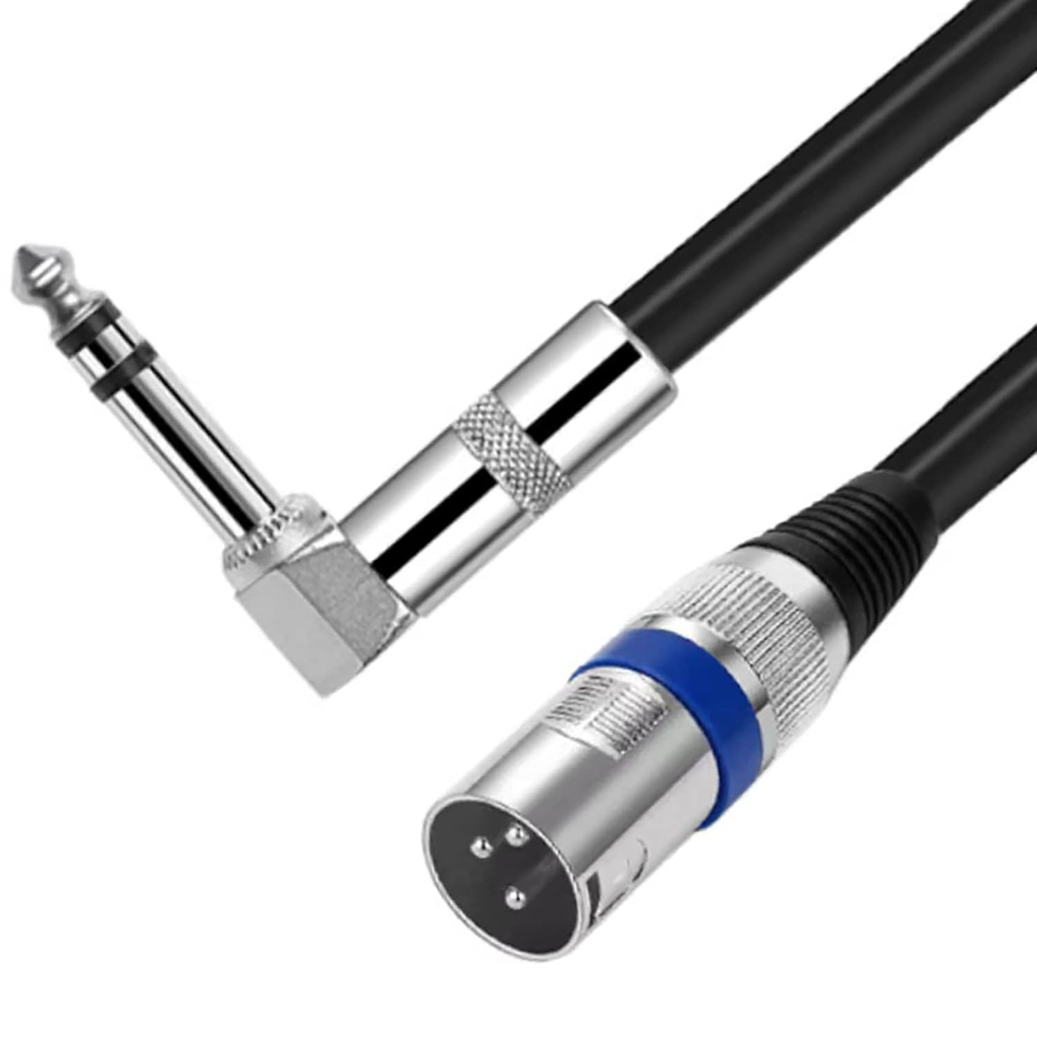 Right Angle 1/4 Inch TRS to XLR Male Cable, Tunghey Unbalanced 6.35Mm(1/4 Inch) TRS to XLR Male Cable Gold Plated Quarter Inch to Male XLR Microphone Cable Interconnect Cable (1M) image number 4