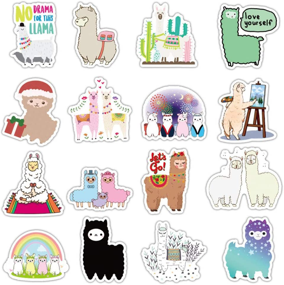 Lovely Alpaca Stickers 50 Pack for Kids Teens Vinyl Waterproof Stickers for Laptop Water Bottle, Llama Sticker, Unique Aesthetic Decal Stickers Graffiti, Cool Trendy for Laptop Guitar Camera Phone Luggage image number 1