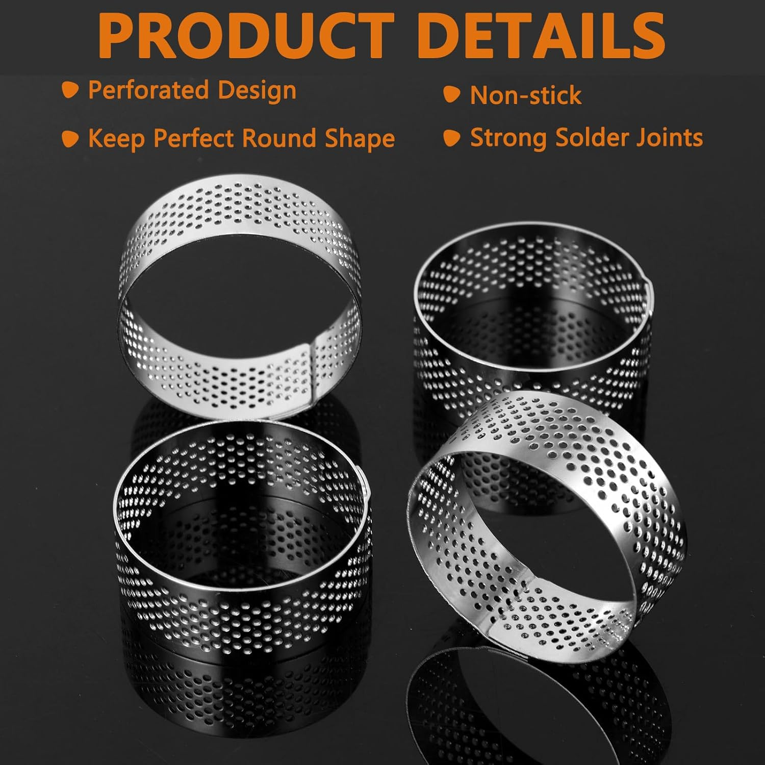 10 Pcs 1.98 Inch Stainless Steel Tart Ring, Heat-Resistant Perforated Cake Mousse Ring, round Ring Baking Doughnut Tools 5Cm image number 6