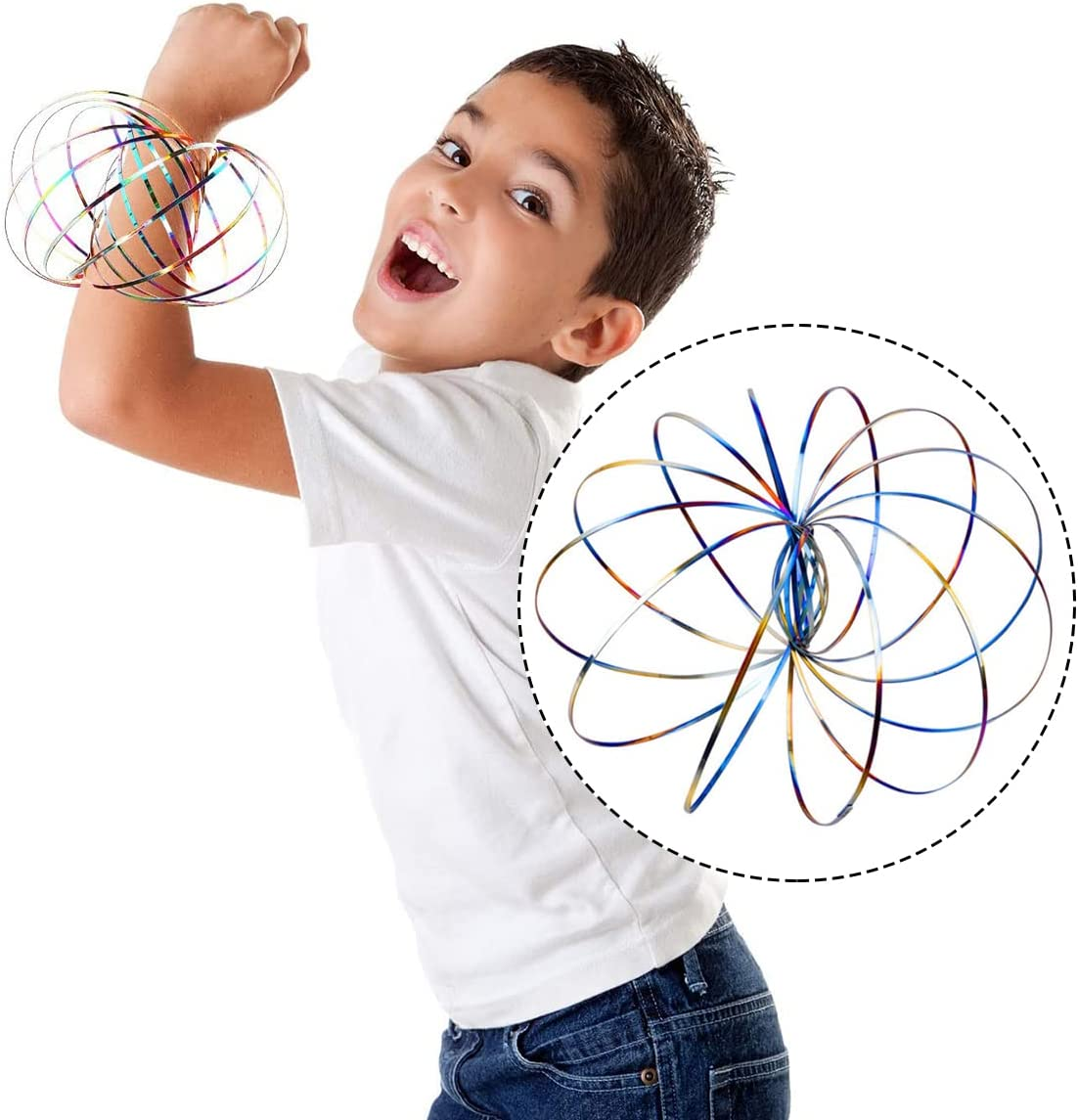 Magic Flow Ring, Thick Stainless Steel Arm Flow Rings Spring Toy for Kids Gift, Party, Toy Party, Magic Show (Color) image number 3