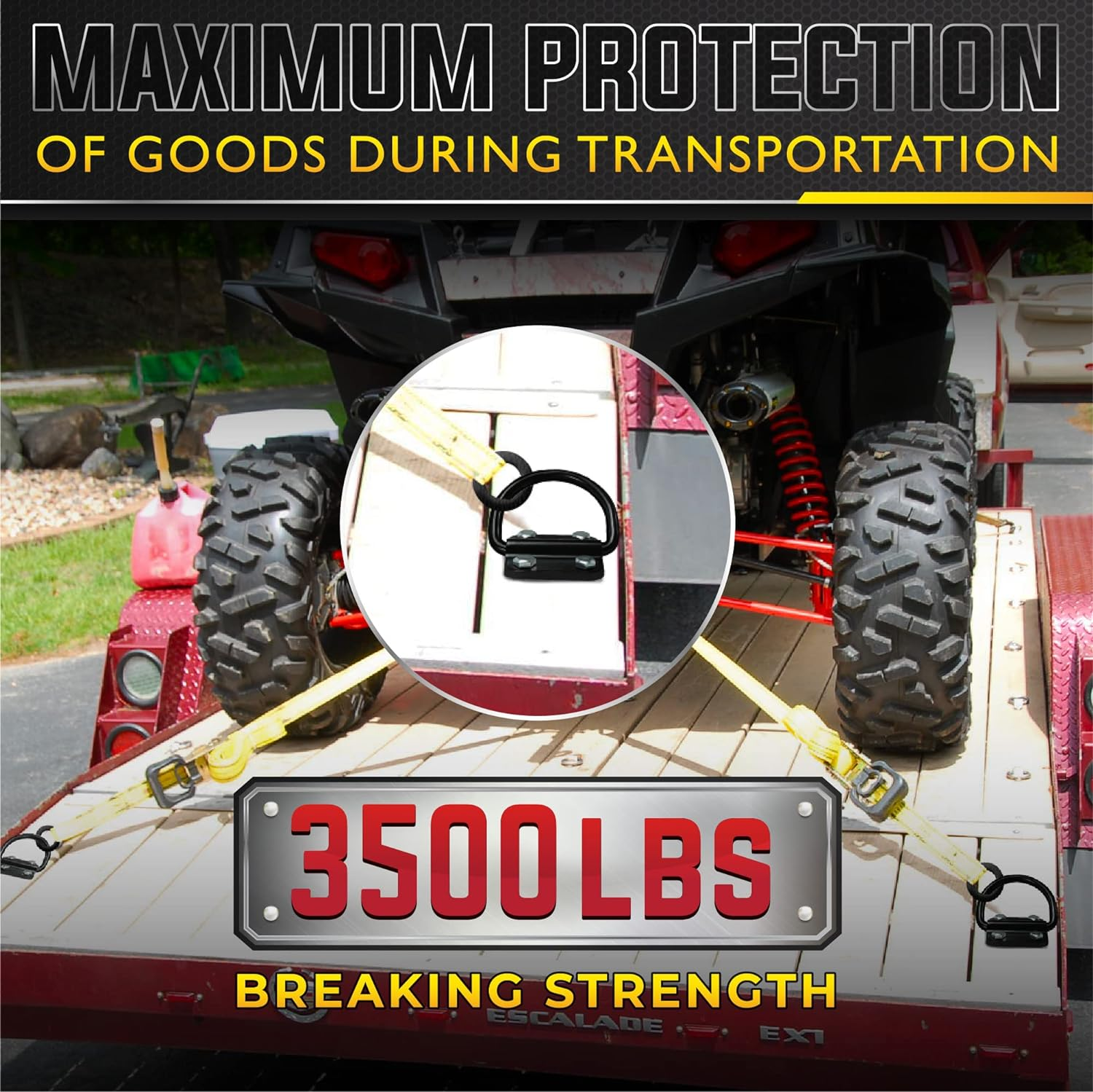 6PCS Heavy Duty Steel D Rings Tie down Anchors, Ultra Durable 3500 Pound Breaking Strength Surface Mount Hooks Securing Cargo for Trailer, Truck Bed, with Screws & Bolts