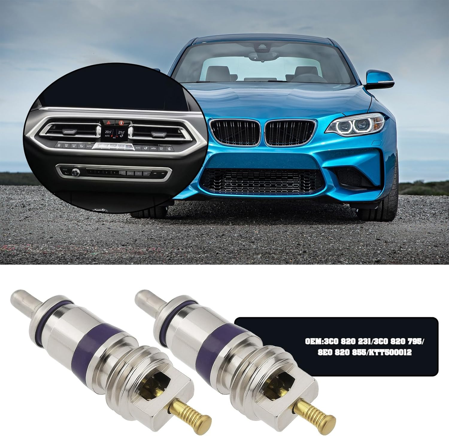 Emsea 4Pcs Car Air Conditioning Valve Core Refrigerant Refill Valve Core Insert 3C0 820 795 8E0 820 855 KTT500012 Compatible with BMW image number 5