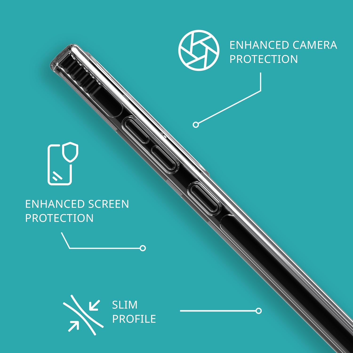 Tech21 Evo Clear for Samsung S24 Ultra - Protective Mobile Phone Case Cover, Scratch-Resistant Shockproof - Clear image number 3