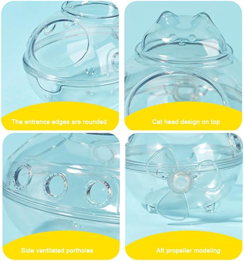 Hamster Bathtub,Transparent Sand Bath Box for Small Pets, Cute Hamster Bathroom & Sleep Pad Nest, Durable Cage Accessory for Hamsters & Small Animals (S) image number 5