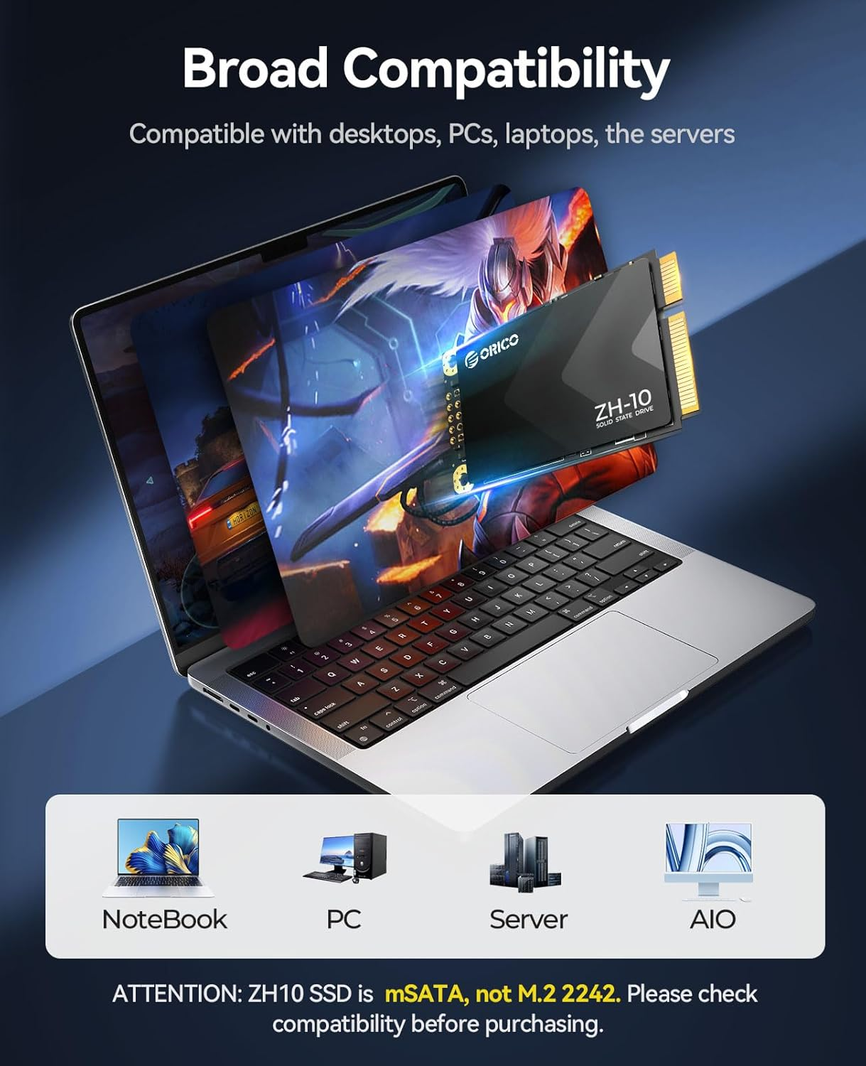 ORICO 256GB Msata SSD SATA III, 5 Gbps 3D NAND Internal Solid State Drive for Laptops Ultrabooks Desktop-Zh10