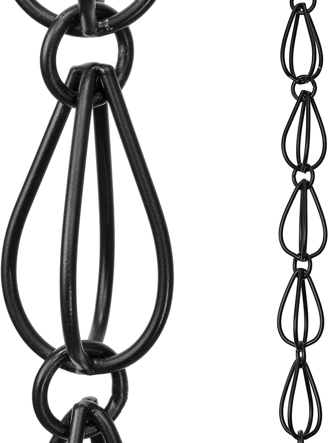 Monarch Rain Chains 17055 Aluminum Teardrop Rain Chain, 8-1/2 Feet Length Replacement Downspout for Gutters, Black Powder Coated image number 2