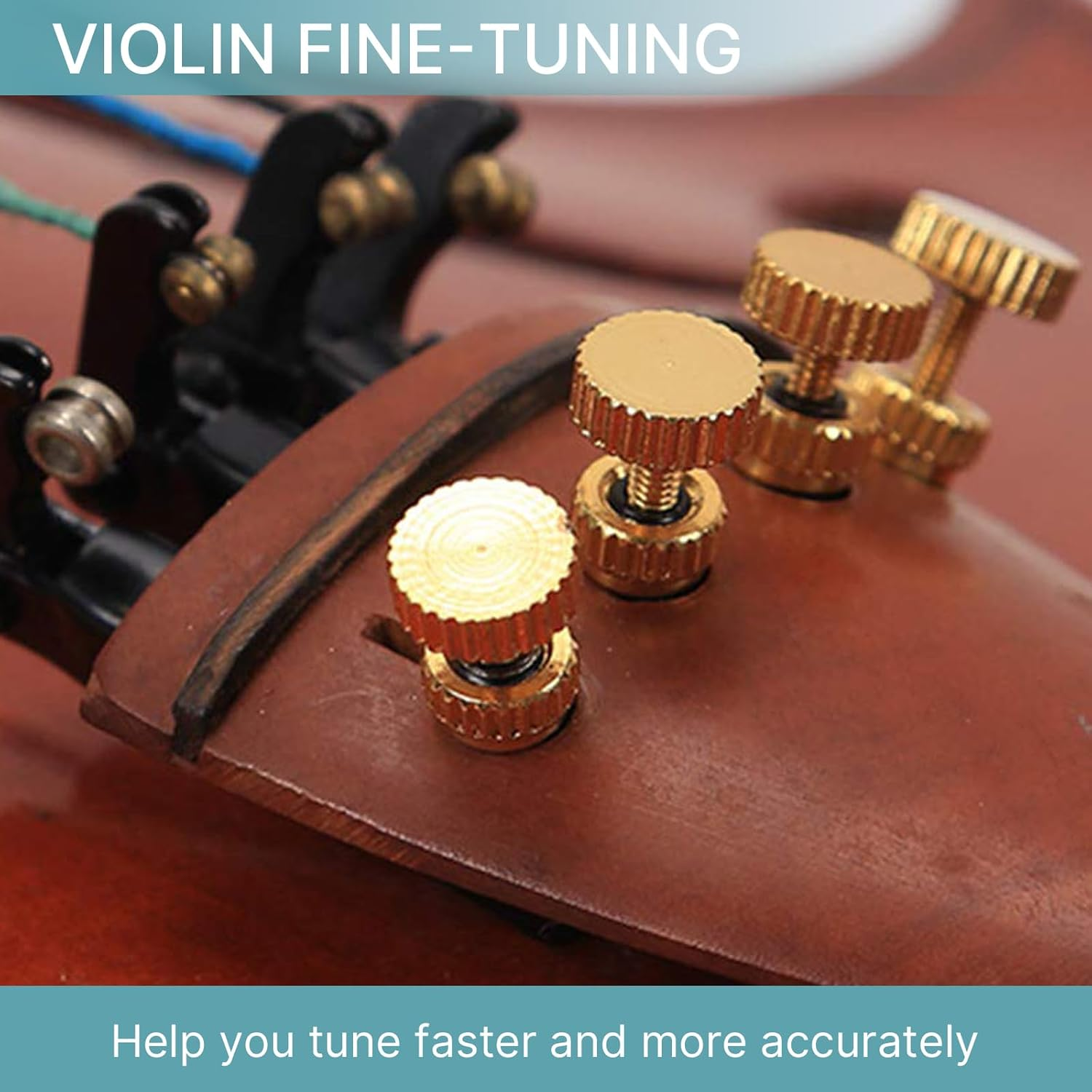 Violin Fine Tuners for 4/4-3/4 Violin, Stainless Metal String Spinner Adjuster, Nickel Plated anti Rust, 4 Pcs Black/Gold